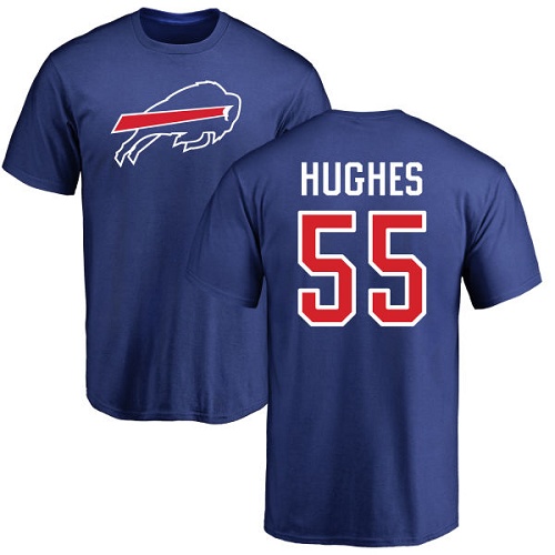 Men NFL Buffalo Bills #55 Jerry Hughes Royal Blue Name and Number Logo T Shirt